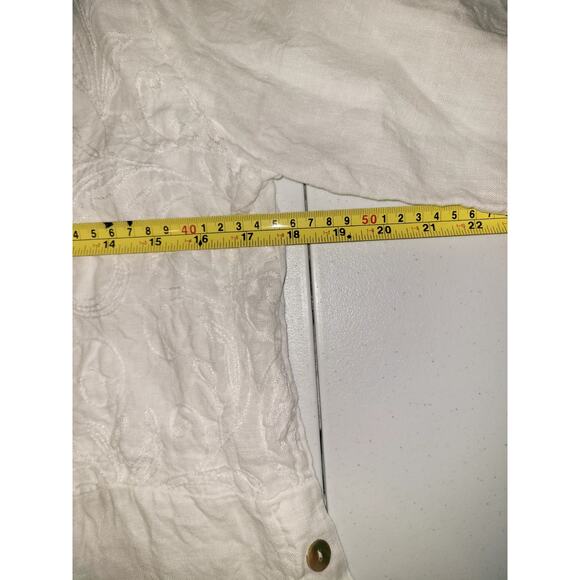 Lungo L'Arno Womens M Embroidered Top 100% Linen, Beachy Feminine Made In Italy - Picture 10 of 12